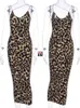 Casual Dresses 2024 Sexig djur Leopard Snake Print Dress Summer Semester kläder V Neck Midi Long Evening Party 3052