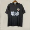 Herren-T-Shirts Rhude Designer T-Shirt-Training für übergroße Hemden Tee T-Shirt 100%Baumwolle T-Shirts Vintage Kurzarm US Size Drop otj5d