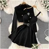 Two Piece Dress Large Womens Spring Set 2023 New Korean Fashion Coat Waist Wrap Trendy 230508 Drop Delivery Apparel Women'S Clothing Dh6Gi