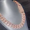 Niestandardowa biżuteria hip -hopowa 18 mm Rose Gold Cated Wisped Out VVS Moissanite Diamond Cuban Link Chain