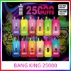 Bang 25000 Bang King 25000 Nicotina resistenza 5% 3% 2% 0% Capacità di pod 23 ml Batteria da 650 mAh Type-C bobina di tipo Crazvapes 25000 sbuffi