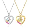 10Pcs New Unicorn heart Necklaces Colored Dripping oil pendant Necklaces for teenage woman Jewelry gift T10418641465664275