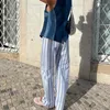 Pantaloni da donna imcute donne y2k a strisce a strisce a strisce stampare borse ad alta vita pantaloni pigiama