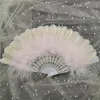 Figurine decorative fan pieghevole gotico - Feather Lolita Vintage Fans artigianato artigianato fatto a mano per donne Birthday Christmas Christmas