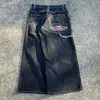 Jeans masculin JNCO chaîne broderie y2k vintage masculine lavé pantalon de jean de jambe large lavée Hip hop pantalon baggy streetwear