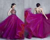 Tony Chaaya 2017 Purple Promドレス豪華な花の刺繍袖の幻想イブニングドレススイープトレインカーペットフォーマルパーティーdr3019576