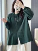 Women's Blouses Cotton Solid Long Sleeve Blouse Tops Baggy Button Up Dark Green Shirts Oversized Plus Size Women Clothing