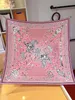 Nouvelle écharpe en soie en soie de luxe Horse de soie h foulard Fashion Fashion gros chevaux roses châles d'impression carré écharpes pour le printemps et l'été 90x90cm