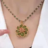 Подвесные ожерелья сплав Кристаллическое ожерелье Творческие подарочные аксессуары зеленый счастливый натуральный камень простая цепь ежедневная одежда