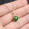 Mode kortfattad grön jade kristall smaragd ädelstenar hänge halsband för kvinnor guldton choker smycken bijoux fest gåvor q1127320s