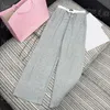 Fake Two Piece Women Pants Designer Elastic Waist Pants Fashion Letter broderade byxor Casual Daily Ins Street Style Trousers