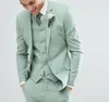 Green Beach Wedding Wedding Tuxedos Slim Fit Notoched Lapel Men Suits Dwa guziki Formal Business Groom Suld Matkpantvesttie4384816