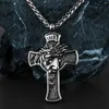 Colliers pendants en acier inoxydable Christianisme croix Jésus Collier de prière pour hommes bijoux bijoux arme noire plaquée cadeau