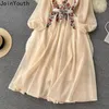 Casual Dresses Heavy Embroidery Dress Women's Clothing Gauze Beading Vintage Robe Femme Tunic Maxi 2024 Vestidos De Mujer 7n638