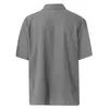 Erkekler rahat gömlek erkek gömlek yaz pamuk keten erkekler için kısa kollu bluz katı dönüş yakalı resmi plaj 24416