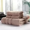 Toalha Tuedio 3-Pieces Color Solid Cotton Set Bath para adultos Face toalhas de bambu Banheiro de banheiro em casa El Uso