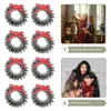 Decorative Flowers 20 Pcs Christmas Wreath Mini House Home Decoration Window Trim Ring Party Iron Garland Toy Ornament Outdoor Decorations