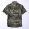 Men's Casual Shirts Mens Summer Vintage Style Short Sleeve Washed Cotton Camouflage Multi Pockets Loose Outdoor Fashion 24416