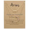 Hangende kettingen 3 stks/set 12 constellatie Zodiac teken ketting Horoscoop Zirkonen sieraden Galaxy Libra Astrologie Gift met Retail Drop OtbSv