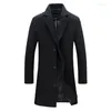 Men's Trench Coats Mid-Length Urban Casual Woolen Coat Korean Long Jackets For Men Style Slim Windbreaker Winter Warm