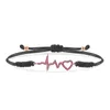 Charm Bracelets Red Cubic Zirconia Stones Heartbeat With Love Heart Macrame Bracelet Women 2024 Fashion CZ Crystal Lover Jewelry