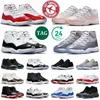 Jumpman 11 Basketbollskor Män kvinnor Cherry 11s Gratitude DMP Cool Grey Xi Cement Gray Cap and Gamma Gamma Blue Space Jam Desginer Sneakers Badmintom Outdoor Trainers