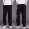 Men Cargo Pants Spring Fall Elastic Waist Drawstring Casual Loose Large Pocket Male Straight Wide Leg Trousers 240415