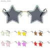 Sunglasses Star Shaped Sunglasses for Women Vintage Bling Rhinestone Pentagon Sun Glasses Retro Shades Dance/Party/Halloween Glasses Y240416