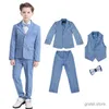 Pakken jongens blauw trouwpak kinderen formele blazer kleding set kinderdag fotografiepak afstuderen prestaties jurk kostuum