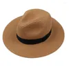 Wide Brim Hats Women's Large Summer Breathable Sunscreen Straw Hat Men's Fashion Outdoor Casual Panama Beach Cool Jazz Unisex Sun