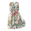 Robes décontractées robe de style bohème imprimé numérique midi floral avec détail à lacets V décolleté de printemps pour femmes