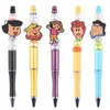 factory direct sale mexico style PvcBead Pens Decorative mermaid bead Pens Gift diy charms Ballpoint Pens