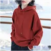 Womens Hoodies Sweatshirts 2023 Hooded Simple All-Match Leisure Oversized Hoodie Style Warm Kawaii Loose Female Red Drop Delivery Appa Dhcou