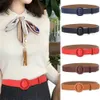 Waist Chain Belts Womens Belt Round Buckle PU Leather Fashion Accesories Waistband Brown Blue Red Khaki Waist Belts for WomenL240416