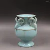 Vasen Song Ru Kiln Blue Glazed Sanyang Kaitai Zun Flasche Antike Porzellandekoration