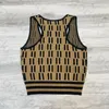 Vintage Printing Halter Top Womens Designer Knit ärmlösa grödor runda nacken smal kamisol