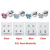 Stud Earrings 1 Pair 316L Steel Ear Studs CZ Ball Heart Star Flower Crown Butterfly Sterilized Packaged Baby Gifts Jewelry