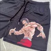 Anime Shorts Baki Haman Print Male Streetwear Beach Shorts Casual Loose Men Elastic Waist Black Shorts 240416
