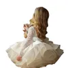 yellow sequied Ball Gown Flower Girls Dresses for Weddings Little Kids Toddler Pageant Dress Long Sleeves Crystal First holy Communion Gowns 2024 new baby prom