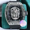 Diseñador de lujo para hombre Mats activos tourbillonhaikong completamente automático reloj mecánico versy the thing ghost head handmade diamante con incrustaciones dominantes