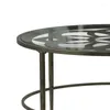 Carpets Marsala Glass-Top Metal Coffee Table Gray With Brown Rub