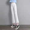 Kvinnors jeans Vår/sommar hög midja stretch Slim Flare Pants Casual Skinny Denim Trousers Ankle-Length Streetwear