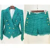Casual jurken 2024 Stijlvolle mode Tassel Tweed Slim Fit Blazer Shorts Set Two Pieces Female
