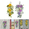 Decoratieve bloemen Spring deur hangende krans gesimuleerde zonnebloem bloemen ondersteboven