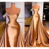 Manteljurken goud lange plus size strapless kralen lovertjes Formele avondfeestjurken Special Ocn Birthday Celebrity Dress Custom Made Made Made