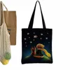 Carto le Petit Prince Fox Women Canvas Shopper Torba z uchwytem śmieszne Eco Składana torba wielokrotnego użytku książka Key Shop Bag D9BH#