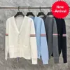 New Tb Sweater Spring And Summer Lovers Two Color Bar Knitted Cardigan V-Neck Womens Casual Fashion Versatile Long Sleeve Jacket