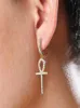 Hommes femmes Ins ankh boucles d'oreilles égyptiennes bling zircon cubique clé de la vie en égypte drop-oreille de mode joelry de mode7427874