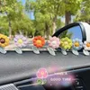 Decoratieve platen Zonnebloemauto Dashboard Decor |Flower bobbleheadshome bureau decoraties geschenken voor vrouwen meisjes tieners voertuig ornament