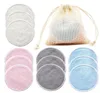 Reusable Bamboo Makeup Remover Cotton Pads 12piecesPack Washable Rounds Cleansing Facial Make Up Removal Pads Tool4941795